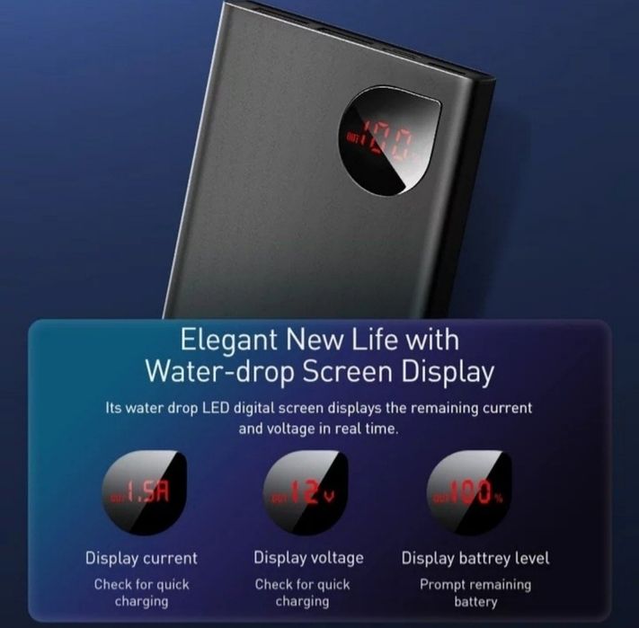 УМБ Baseus Adaman 10000mAh 22.5W з технологією QC3.0 та PD3.0 Чорний