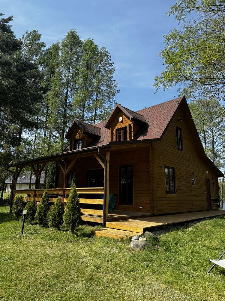 Domek dom nad jeziorem pomost plaża SAUNA jezioro mazury kajaki WINIEC