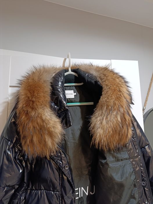 Duże i grube Obszycie do kaptura z naturalnego lisa, jenota