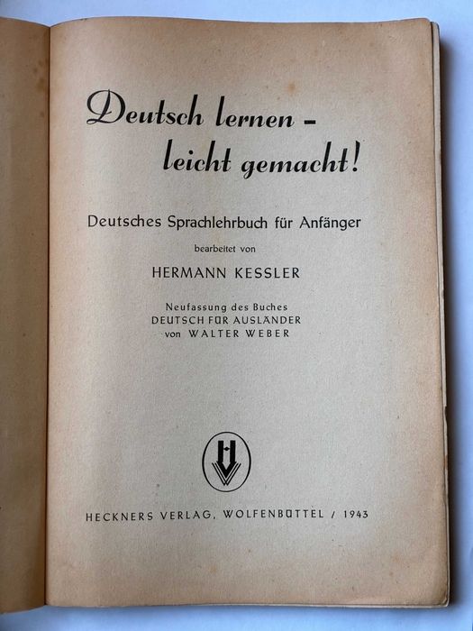 Deutsch lernen leicht gemacht Hermann Kessler 1943