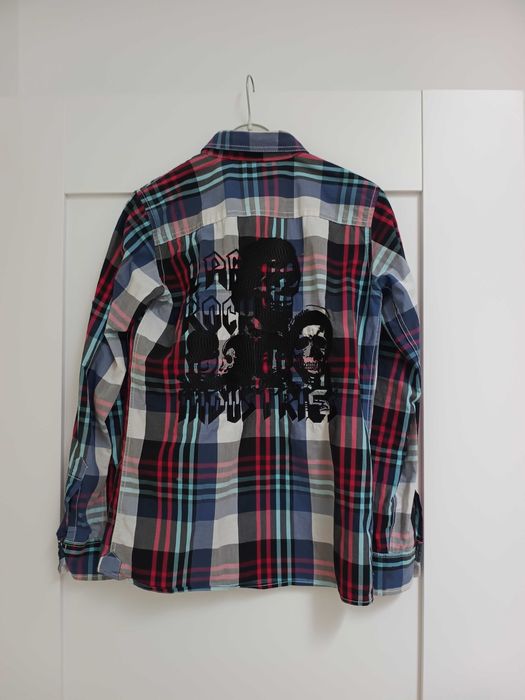 12-13lat 152cm biala kolorowa koszula meska w krate kratke dla chlopca