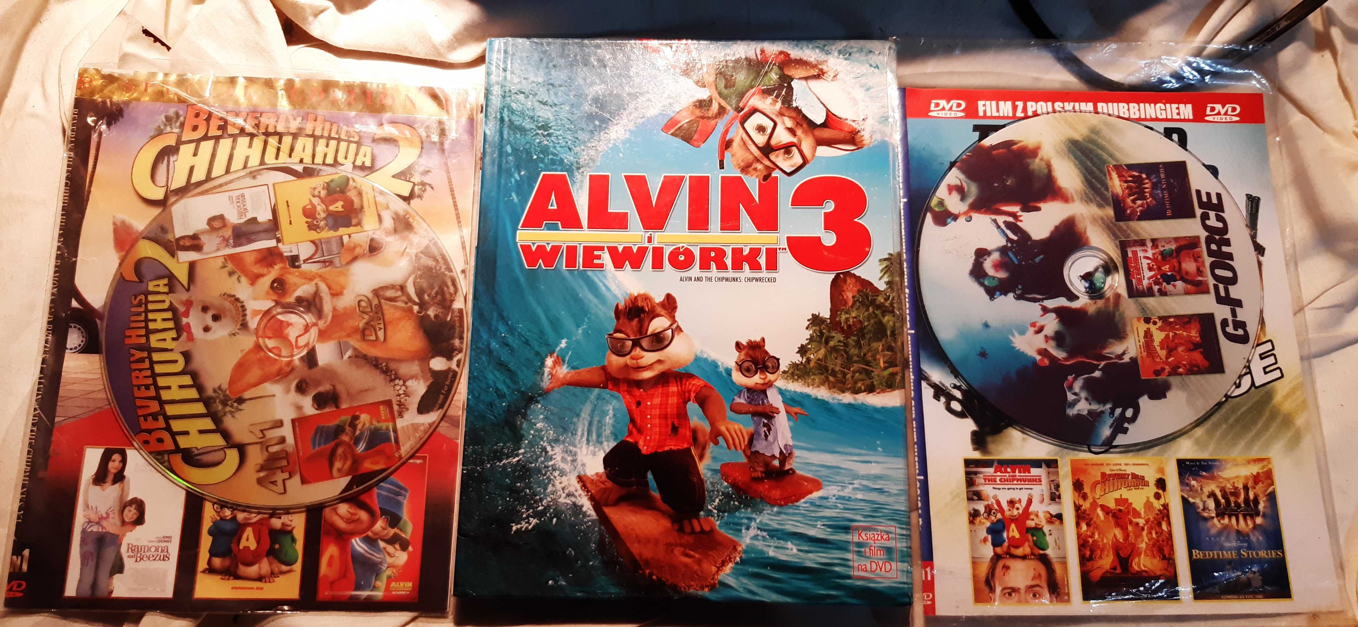 dvd alvin i wiewiórki, 3 filmy, g-force i inne, zestaw