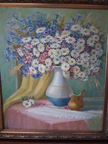 Продам картину Натюрморт с ромашками О.Неренберг х/м 60Х70