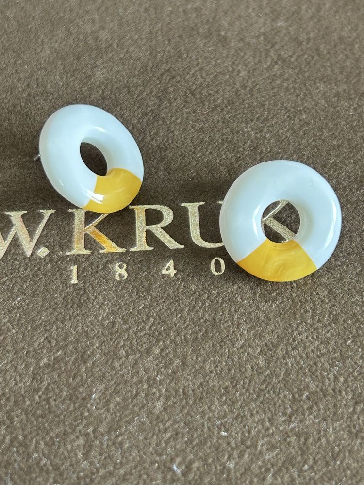 Kolczyki White Amber W. Kruk z bursztynem