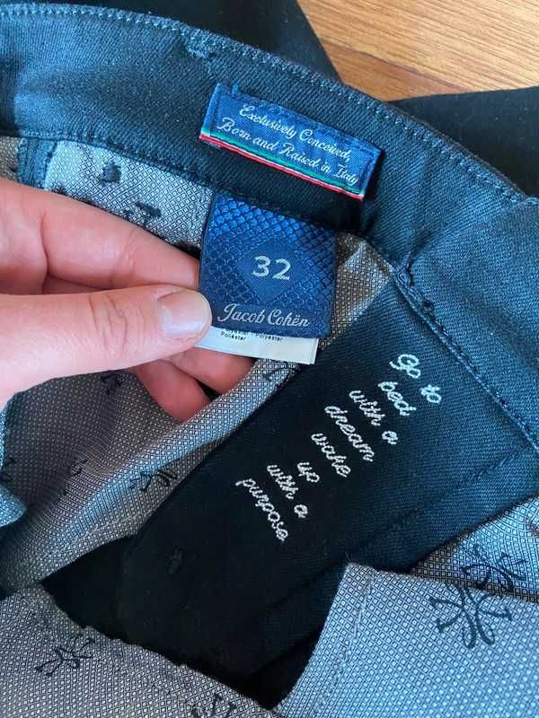 Jacob cohen 38 40 czarne recznie robione dzwony jeans dlugie premium