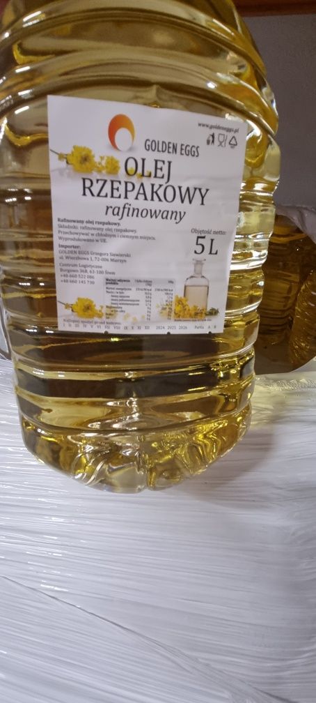 Olej rzepakowy paleta 600 litrów