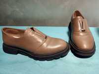 Шкіряні демісезонні жіночі туфлі коричневі, р.-37