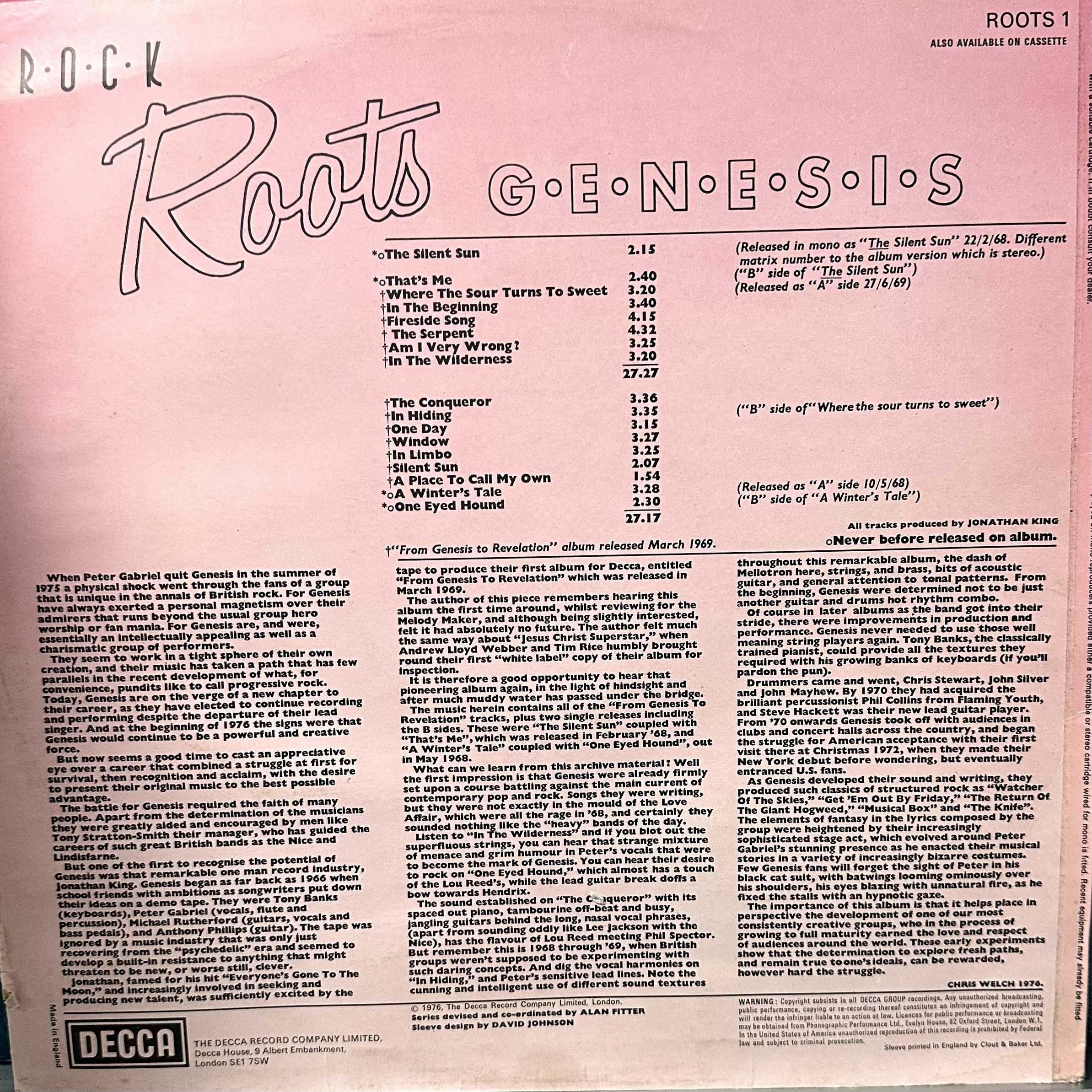 Genesis - Rock Roots (Vinyl, 1976, UK)