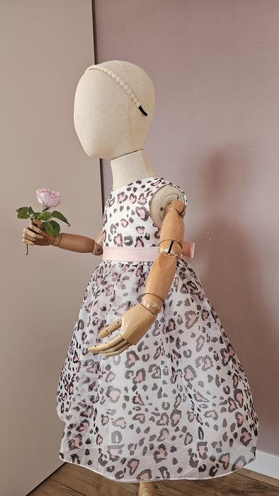 Дитяча пишна біла сукня з сердечками леопардом нарядное платье детское