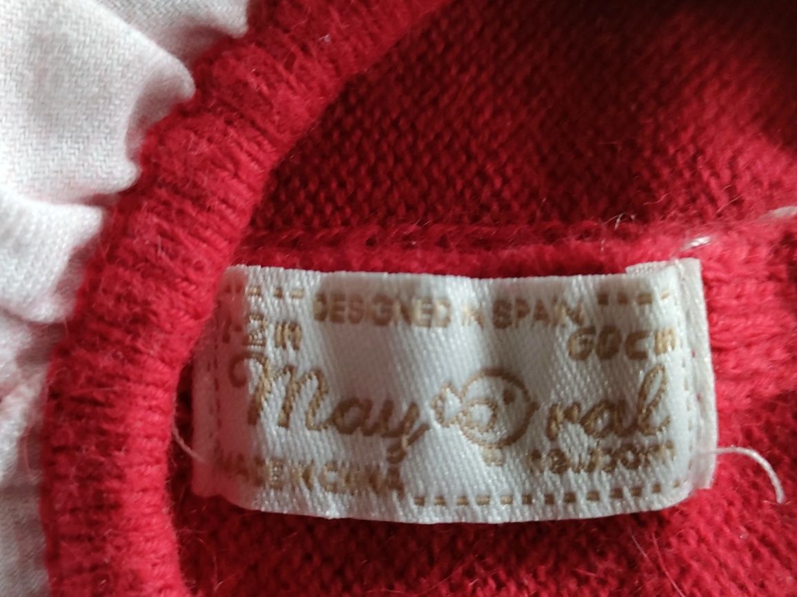 Sukienka czerwona, niemowlęca w kratkę 1-2 m. 60 cm
