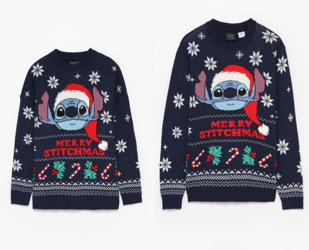 Camisola Disney Stitch com gorro de Natal para homem e mulher