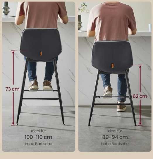 Krzesła barowe/hokery Songmics czarne 99 cm - 2szt