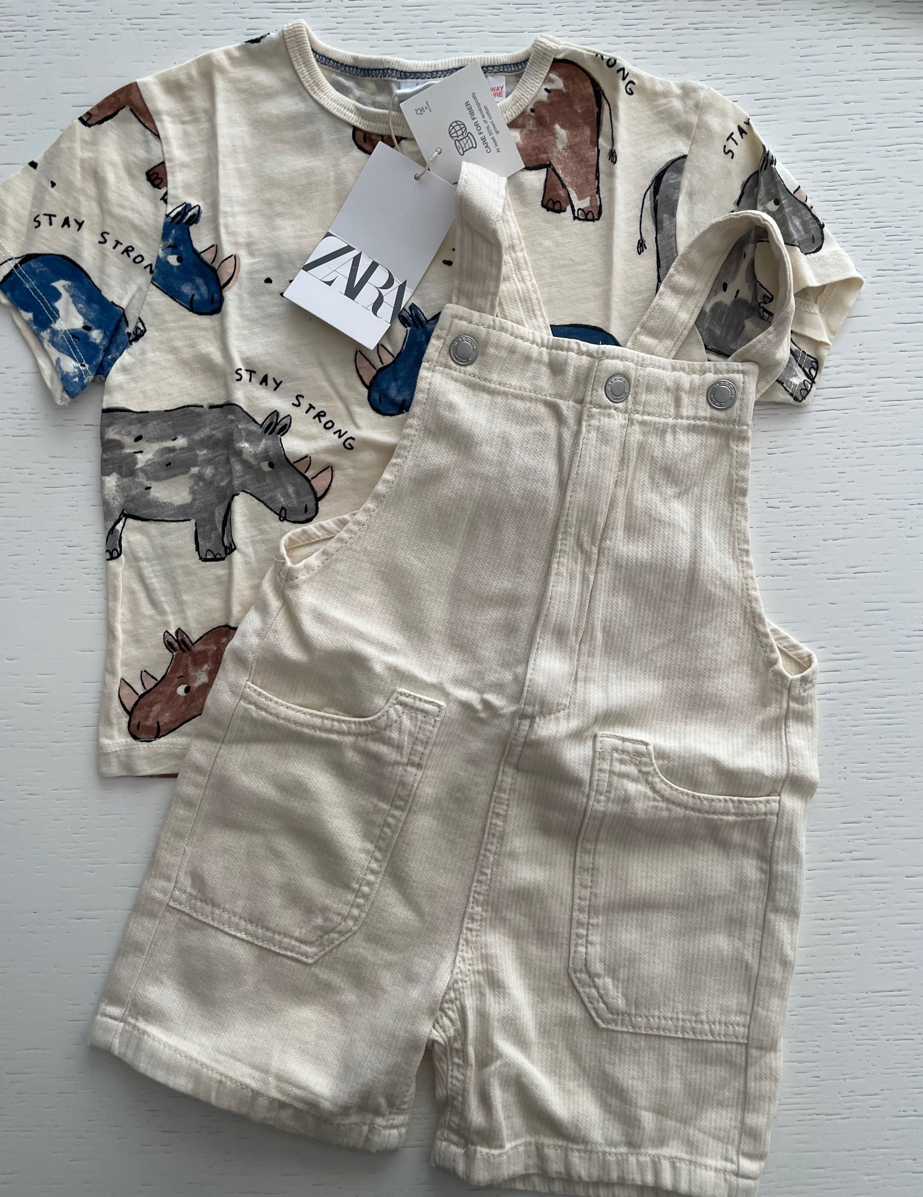 Conjunto macacão e T-shirt 18m/24m