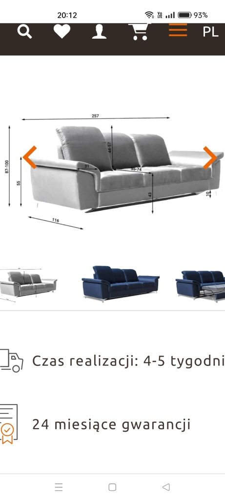 Sofa z funkcją spania