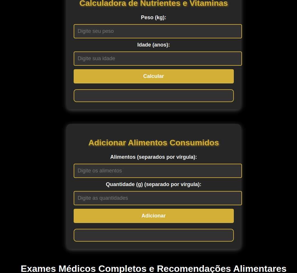 Calculadora online de Nutrientes ,Vitaminas , Exames Médico, alimentos