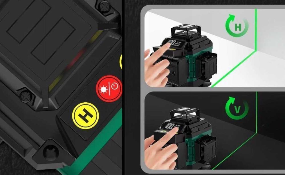 Nowa POZIOMICA LASEROWA 4D 16 LINII Laser Krzyżowy 360 Statyw Walizka