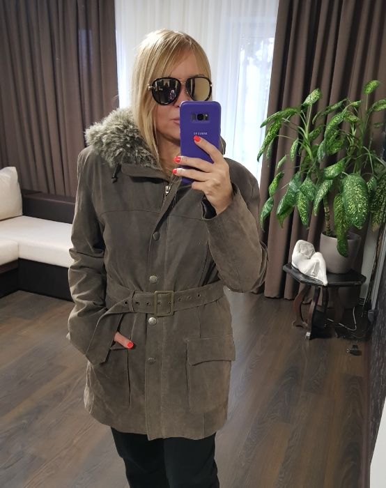 Нереальный! тренч р. М (L) замша натуральная!