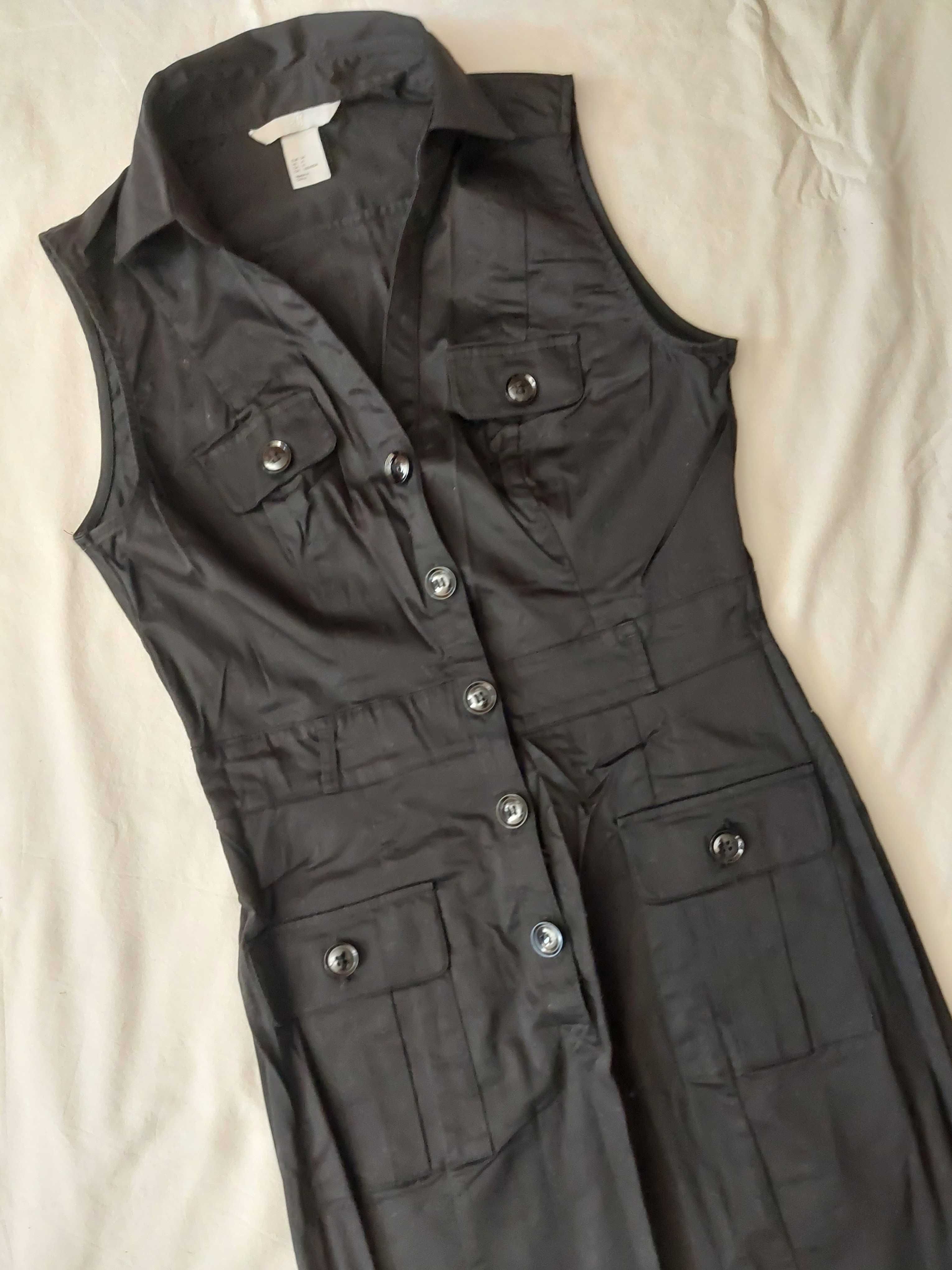 H&M czarna sukienka tunka bardzo fajna 34 XS