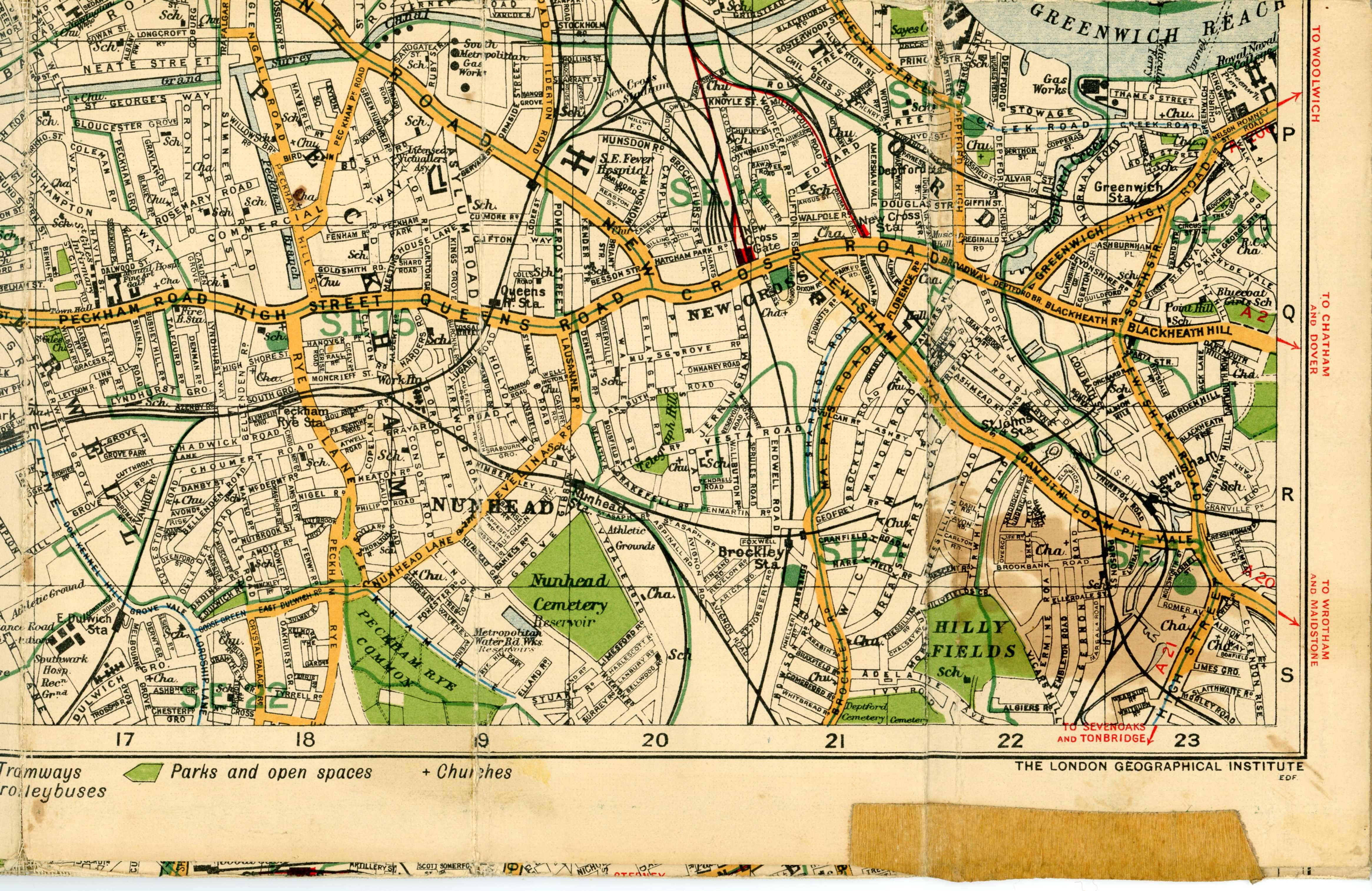 Mapa - plan Londynu z 1930 roku autorstwa George Philip and Sons.