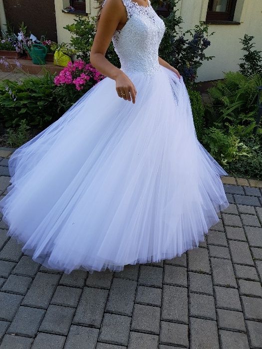 Suknia ślubna księżniczka XS - S  śnieżna biel tiul