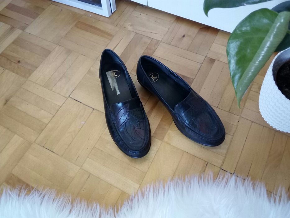 Clarks czarne skórzane buty damskie czółenka mokasynki j.nowe 36