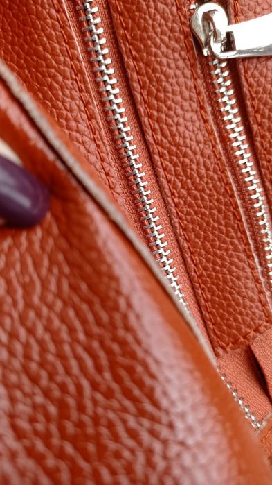 Сумка женская объемная коричневая/рыжая кожа