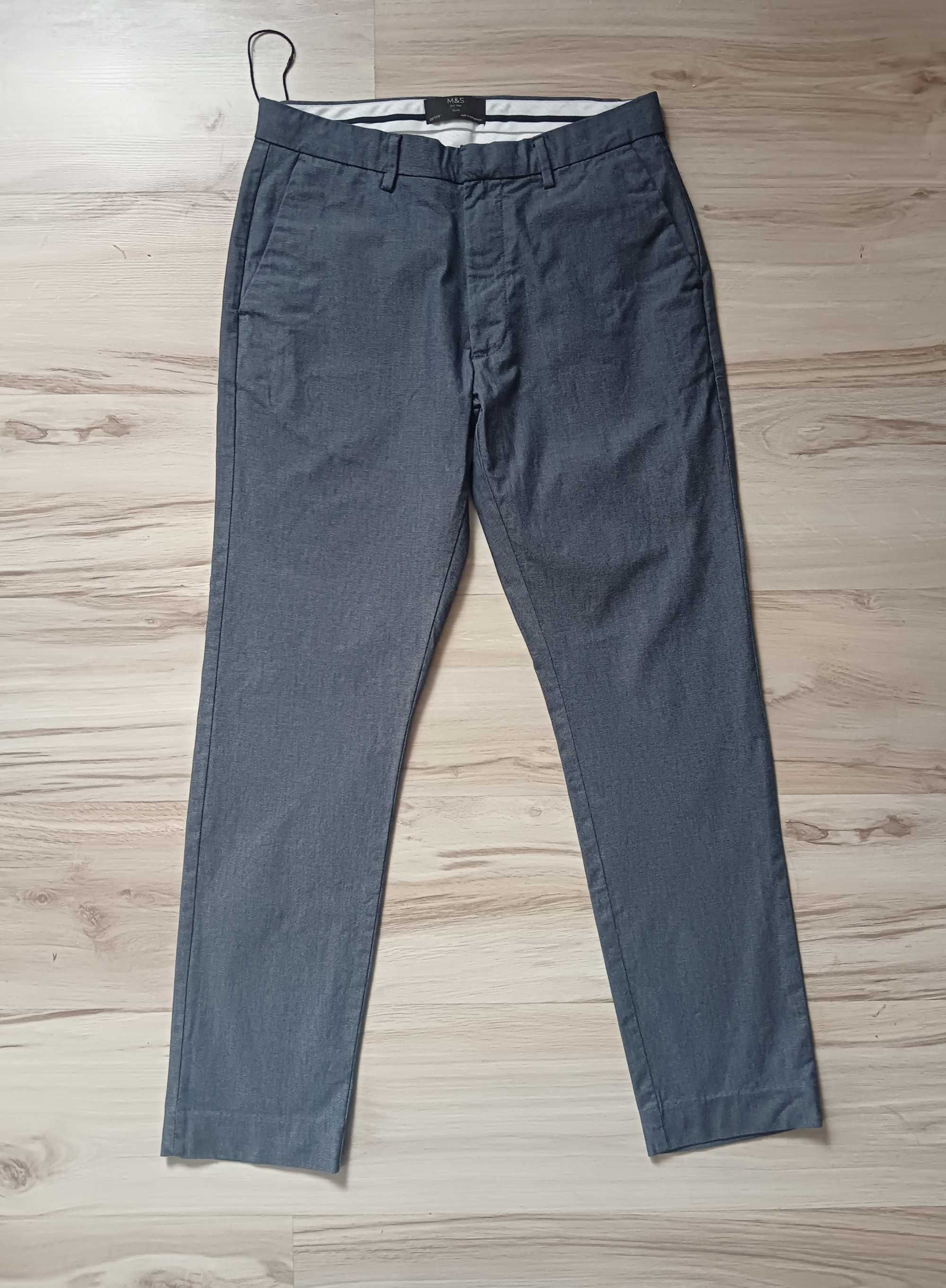 Nowe, eleganckie, męskie spodnie slim r. 30/29 M&S