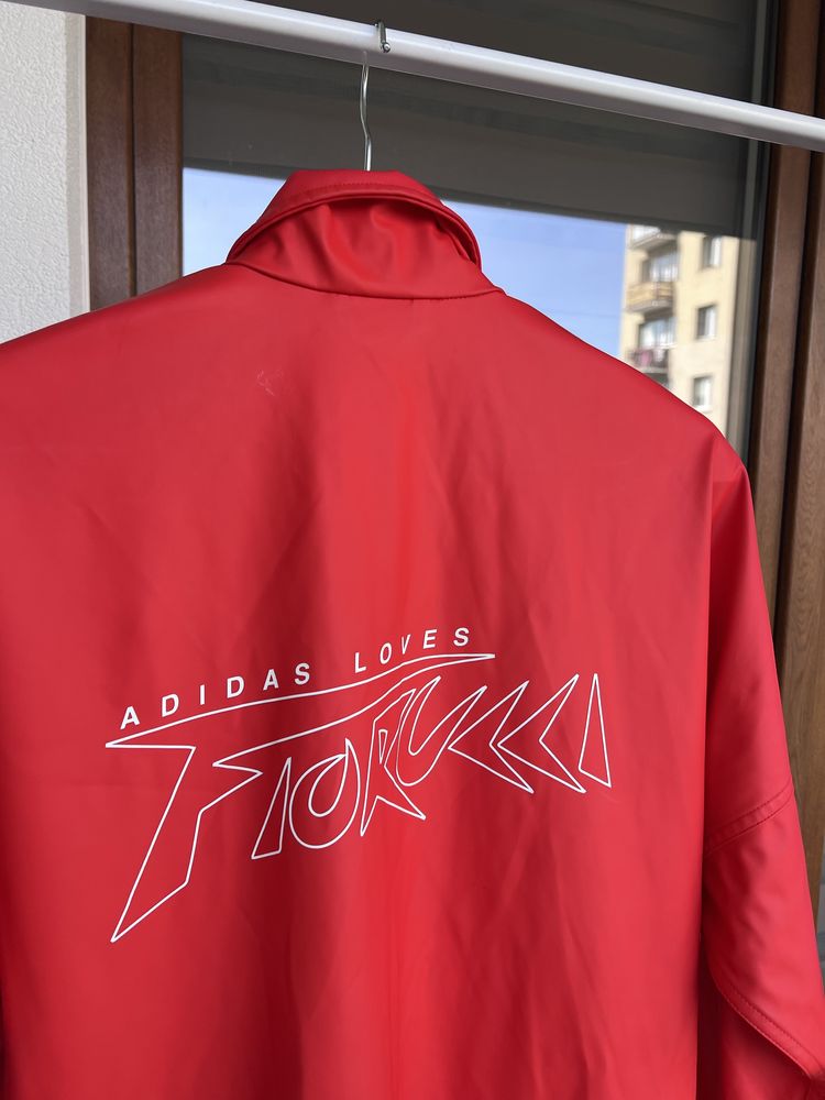 Adidas x Fiorucci red long jacket kurtka