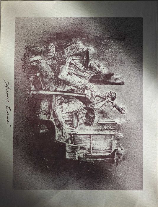 Jazz 4 x litografie w ramie  Four Jazz scenes New Orlean Kenneth Burke