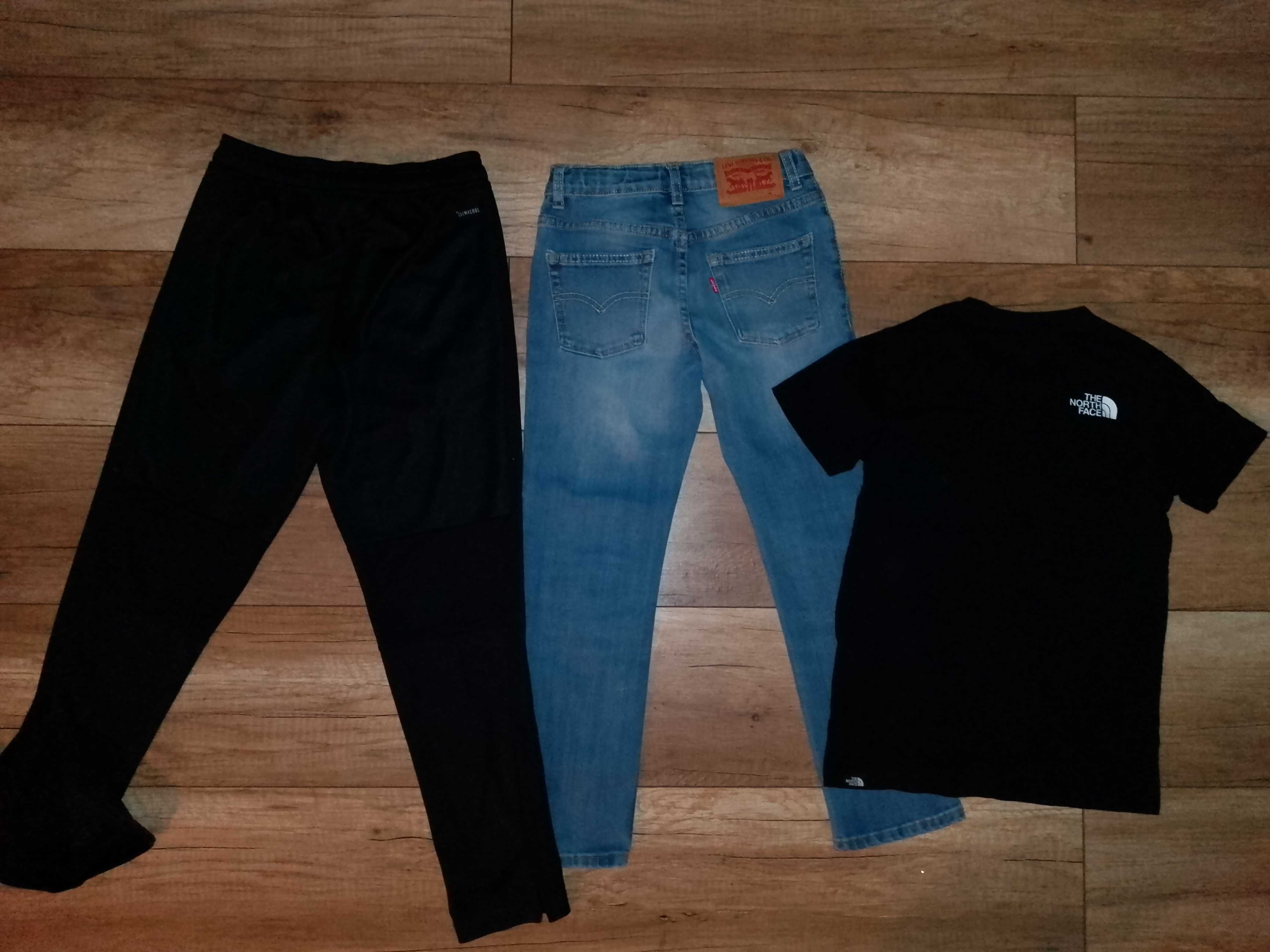 Zestaw spodnie adidas levis, koszulka TNF -128 -140 cm 8-9 lat