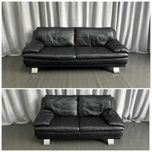 Комплект чорних шкіряних диванів 2+3 ITALSOFA/шкіряний диван/меблі