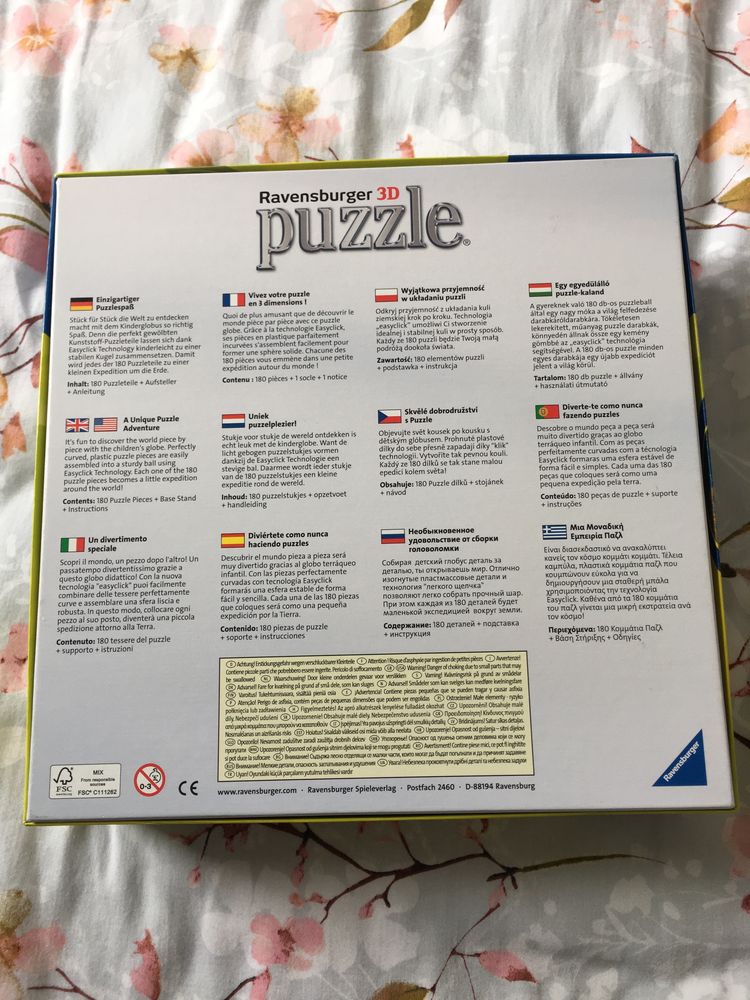 Ravensburger puzzle 3D globus planeta Ziemia 7+ plastikowe 180 elem.