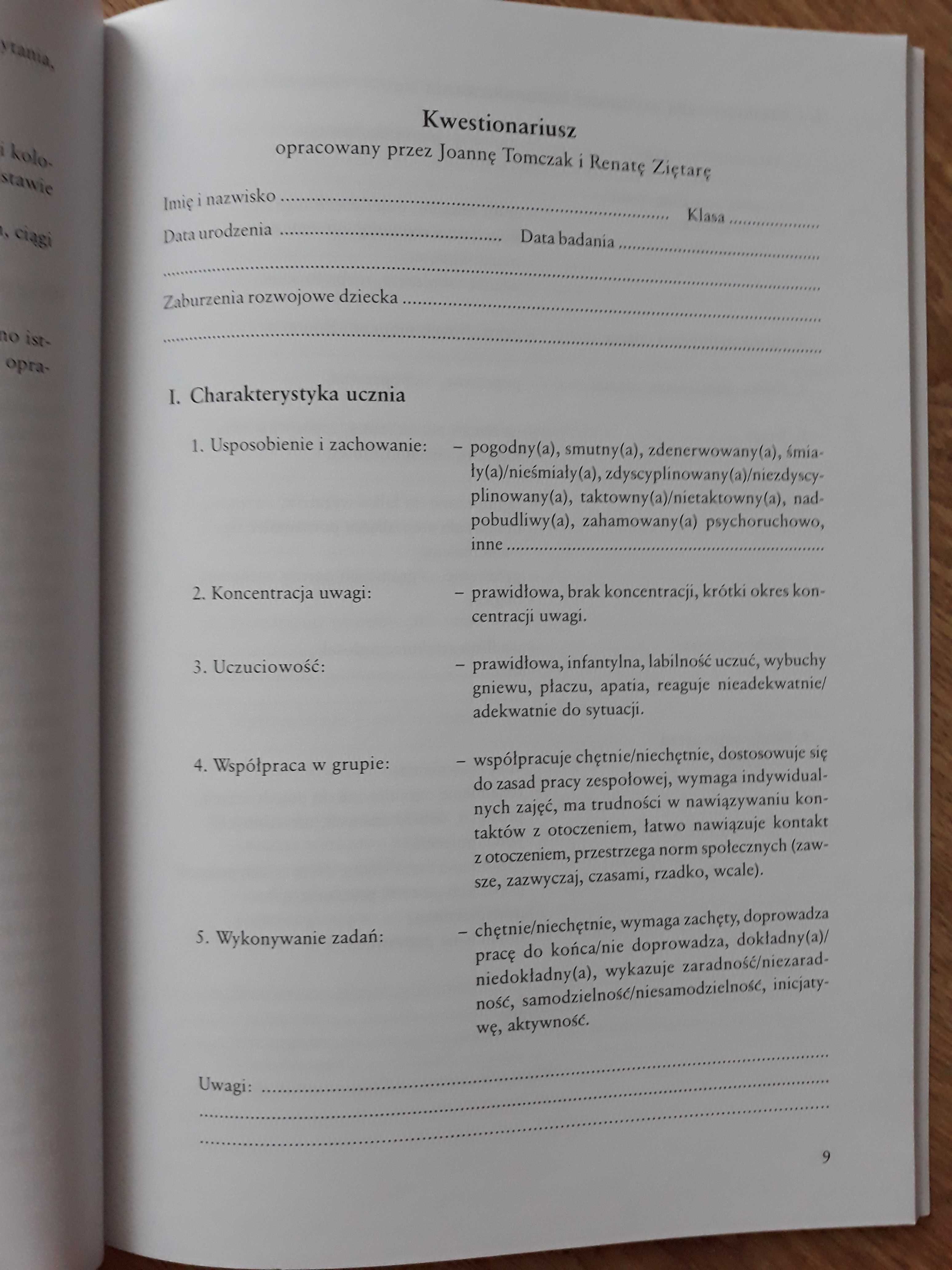 Tomczak Kwestionariusz diagnozy i narzędzia badawcze w terapii pedag