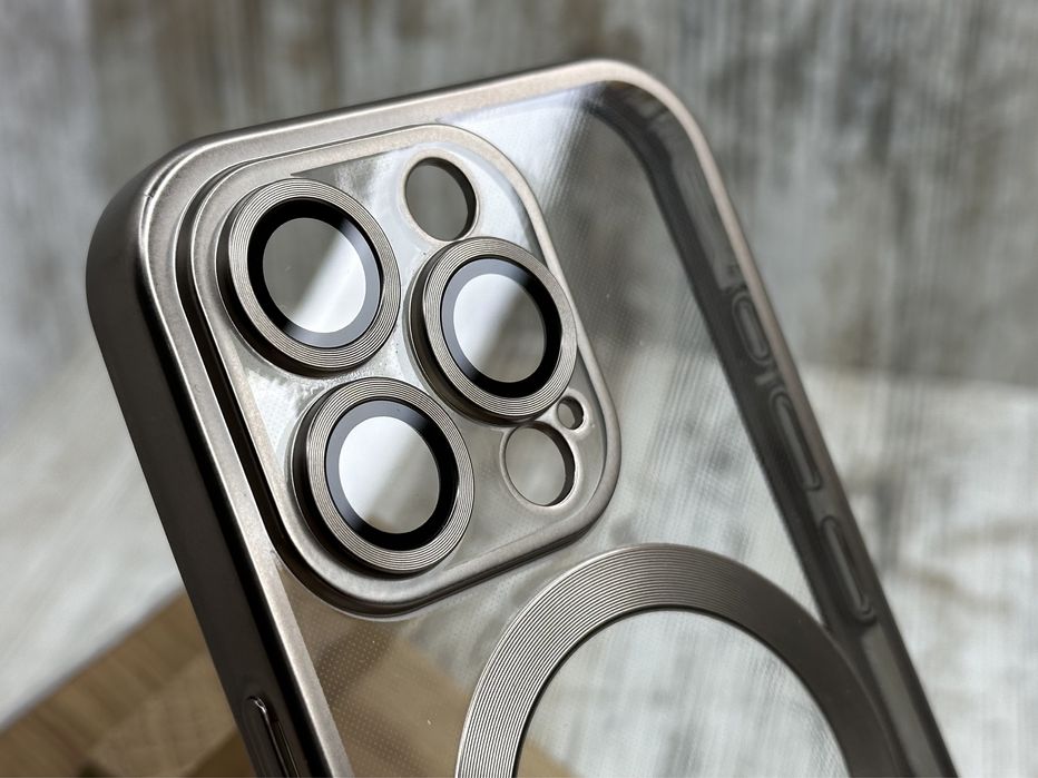 Чехол Chrome MagSafe на iPhone 15 Pro Max/ 15 Pro. Защита камер. Чохол