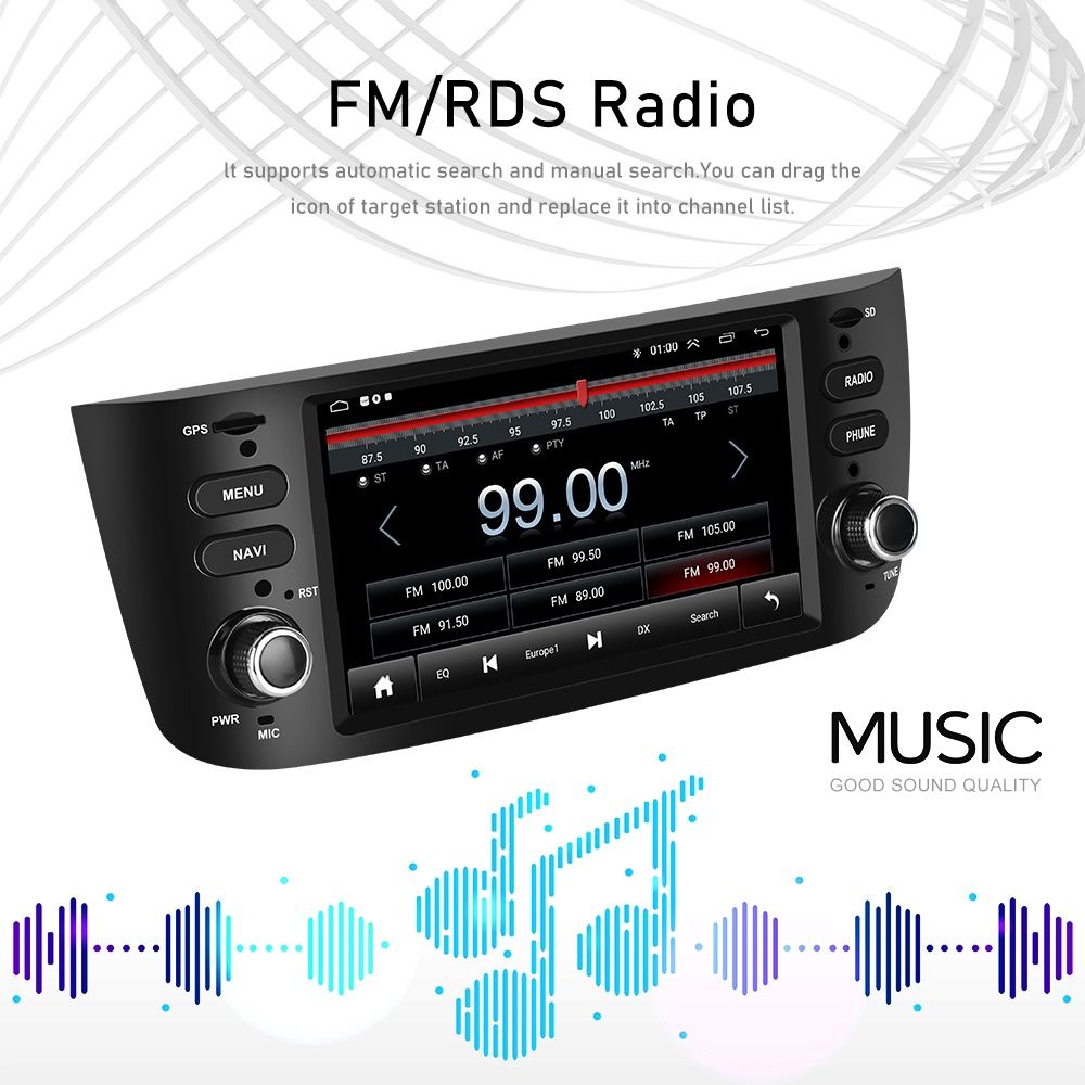 Rádio android 2din Fiat punto/Linea carplay gps android auto NOVO