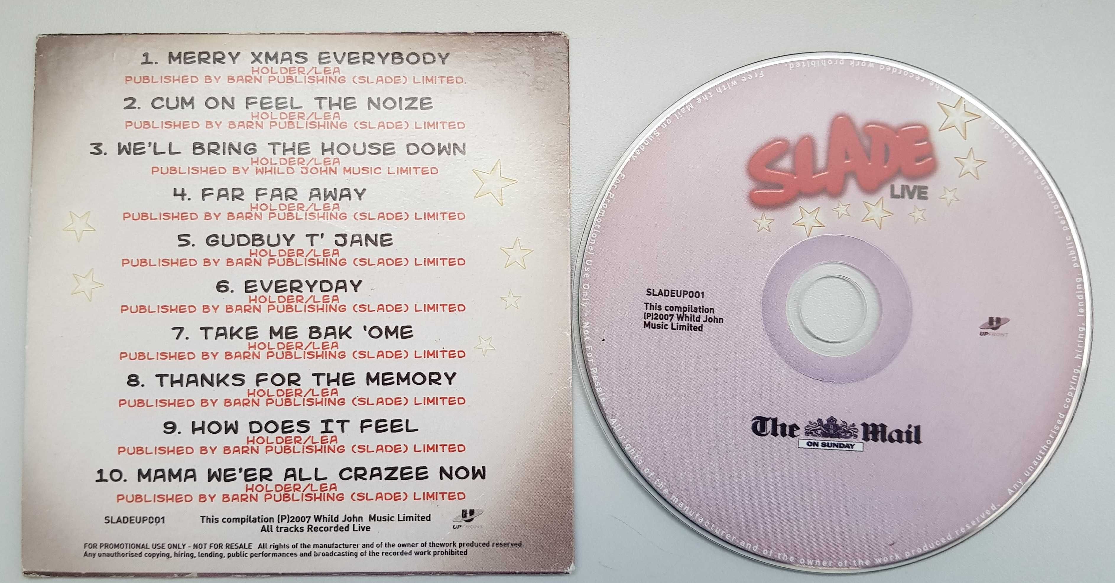 Slade Live The Mail On Sunday Promo  CD