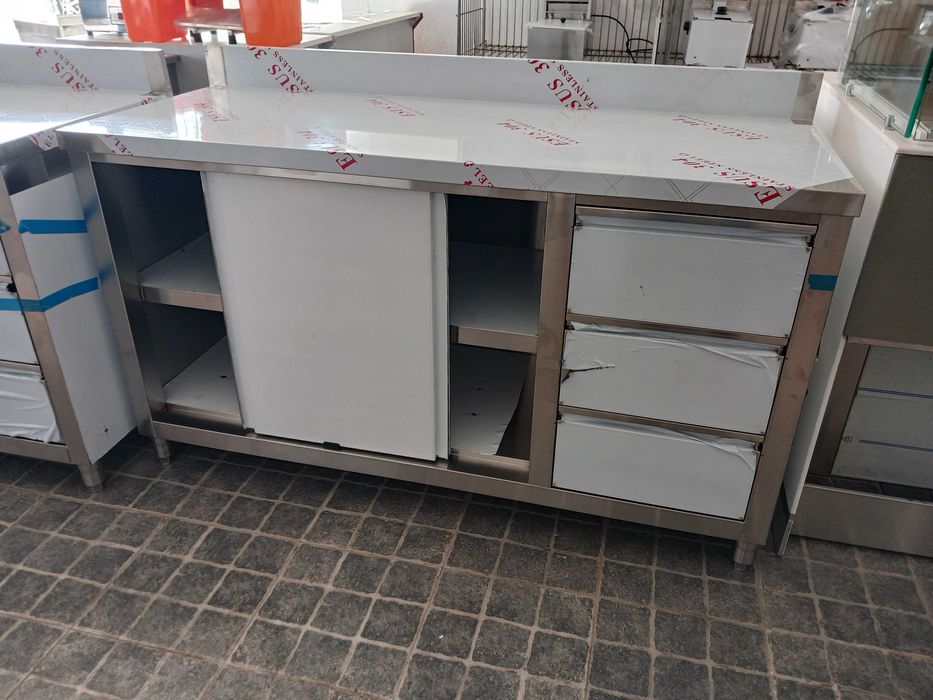 ACM1648 - Bancada de Apoio Inox de 1,8m com Gavetas - NOVA