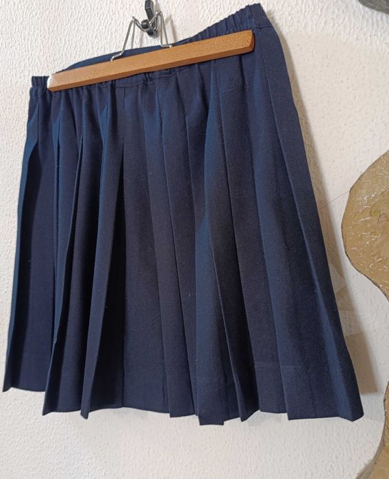 Saia Azul Fazenda às pregas, trespassar aperta lado, 14 anos Trotinete