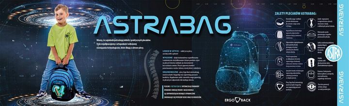 Plecak Trzykomorowy Astrabag Z Motywem Deskorolek Świecących W Ciemnoś