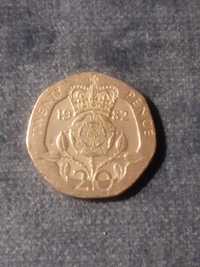 Moneta Twenty Pence z 1982 r. Elizabeth ll