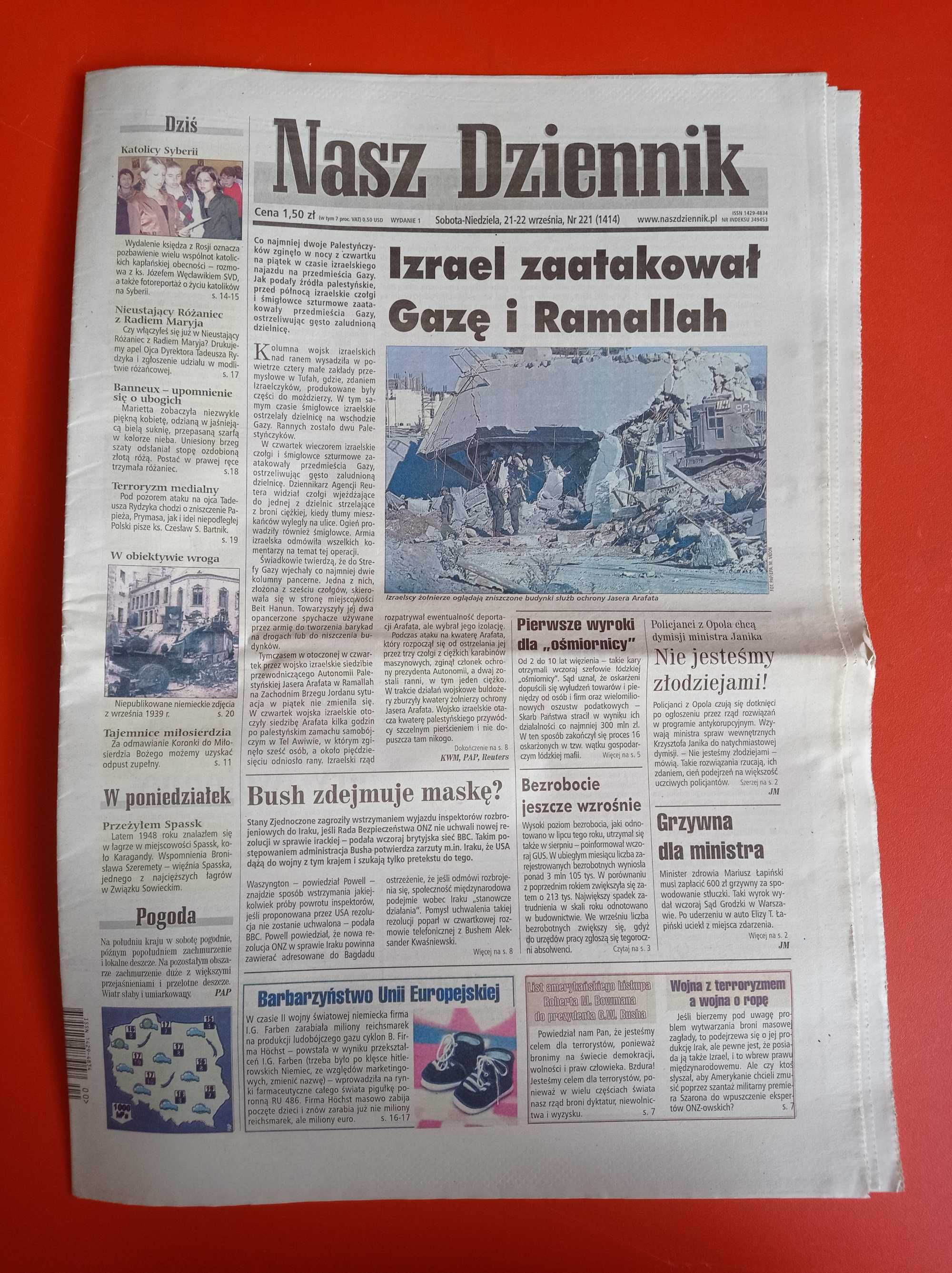 Nasz Dziennik, nr 221/2002, 21-22 września 2002