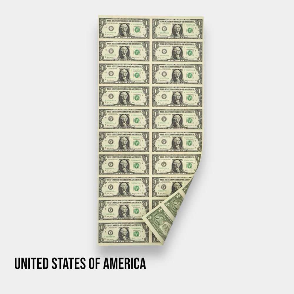 Нерозрізаний лист банкнот 2017 США 1 долар 50шт