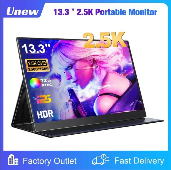 Портативный монитор Unew 13.3" 2.5K|IPS|USB C|HDMI