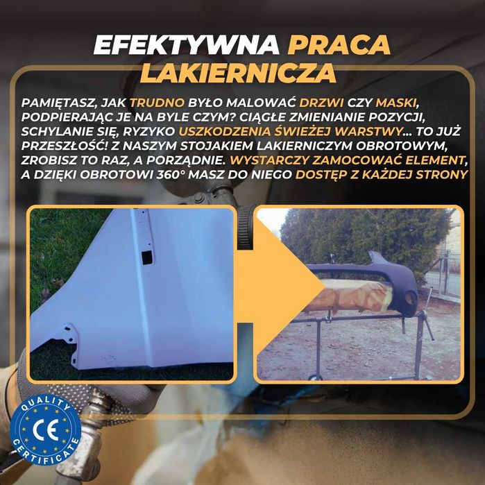 Stojak Lakierniczy Malowany Proszkowo 360° Stabilny Mobilny 110-205cm