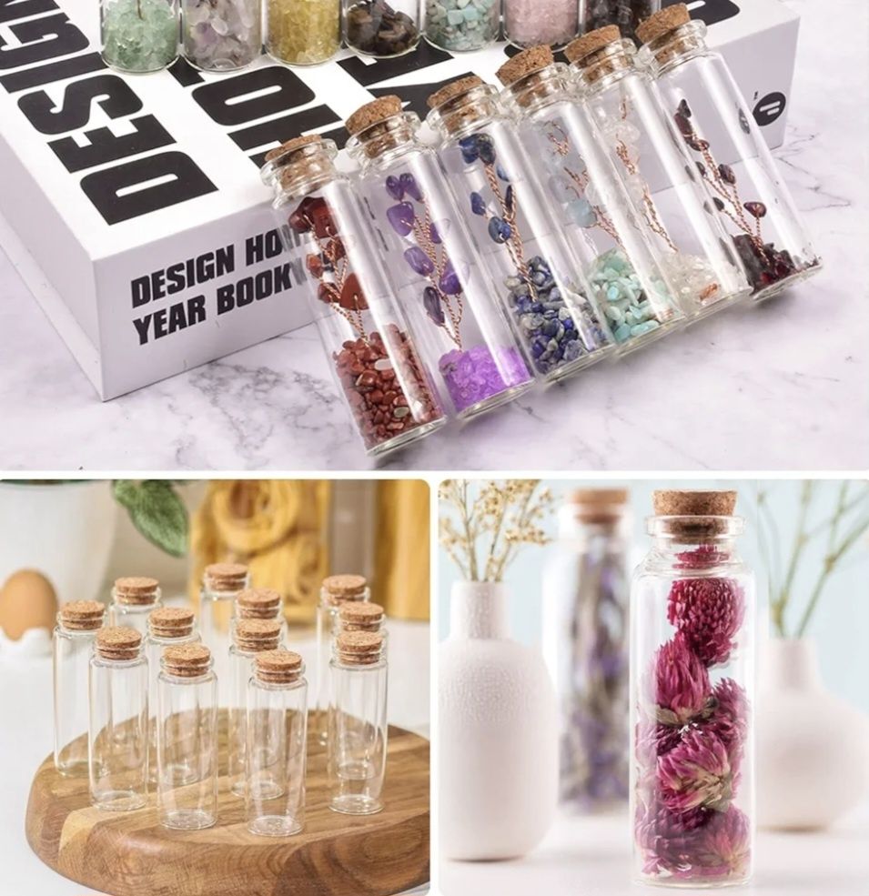 40 frascos de vidro 20 ml com tampa de cortiça - NOVO - ENVIO GRÁTIS