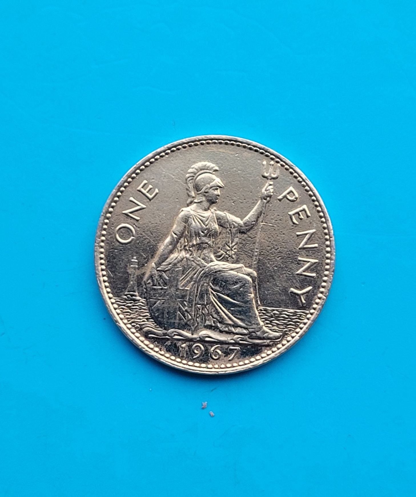 Moneta pozłacana  pens 1967 - Królowa Elizabeth II  - Wielka Brytania