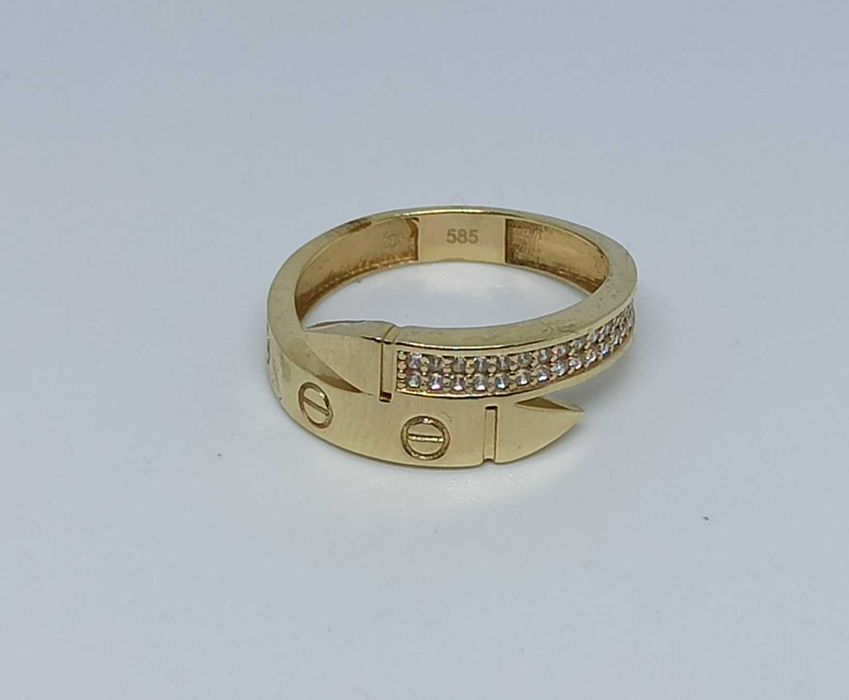 Złoty pierścionek 585 14K 2,86g r16 jak Cartier Nowy Lombard Raków