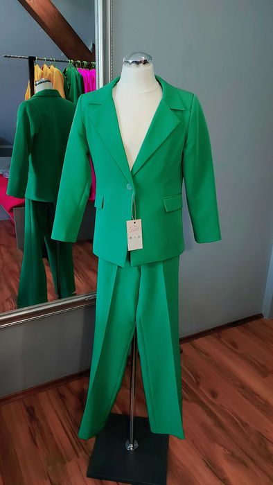 Zielona MARYNARKA + SPODNIE dla dziewczynki rozmiar 152