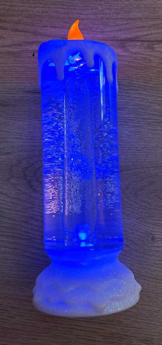 Duża świeca LED 24cm zmieniająca kolor, brokatowa, ozdoba świąteczna