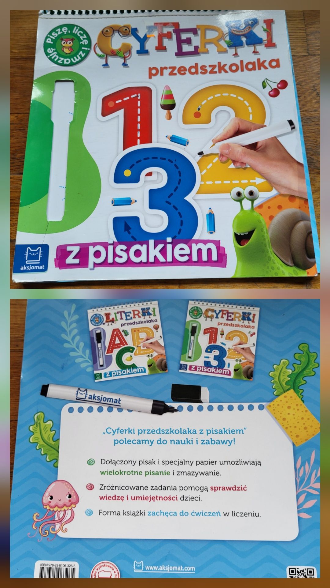 "Cyferki dla przedszkolaka" z pisakiem Aksjomat+ książeczka szlaczki